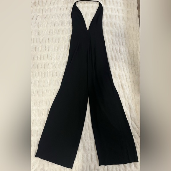 Solace London Rossi Halter Plunge V-Neck Wide Leg Jumpsuit Black Size 2-4? - Picture 8 of 15